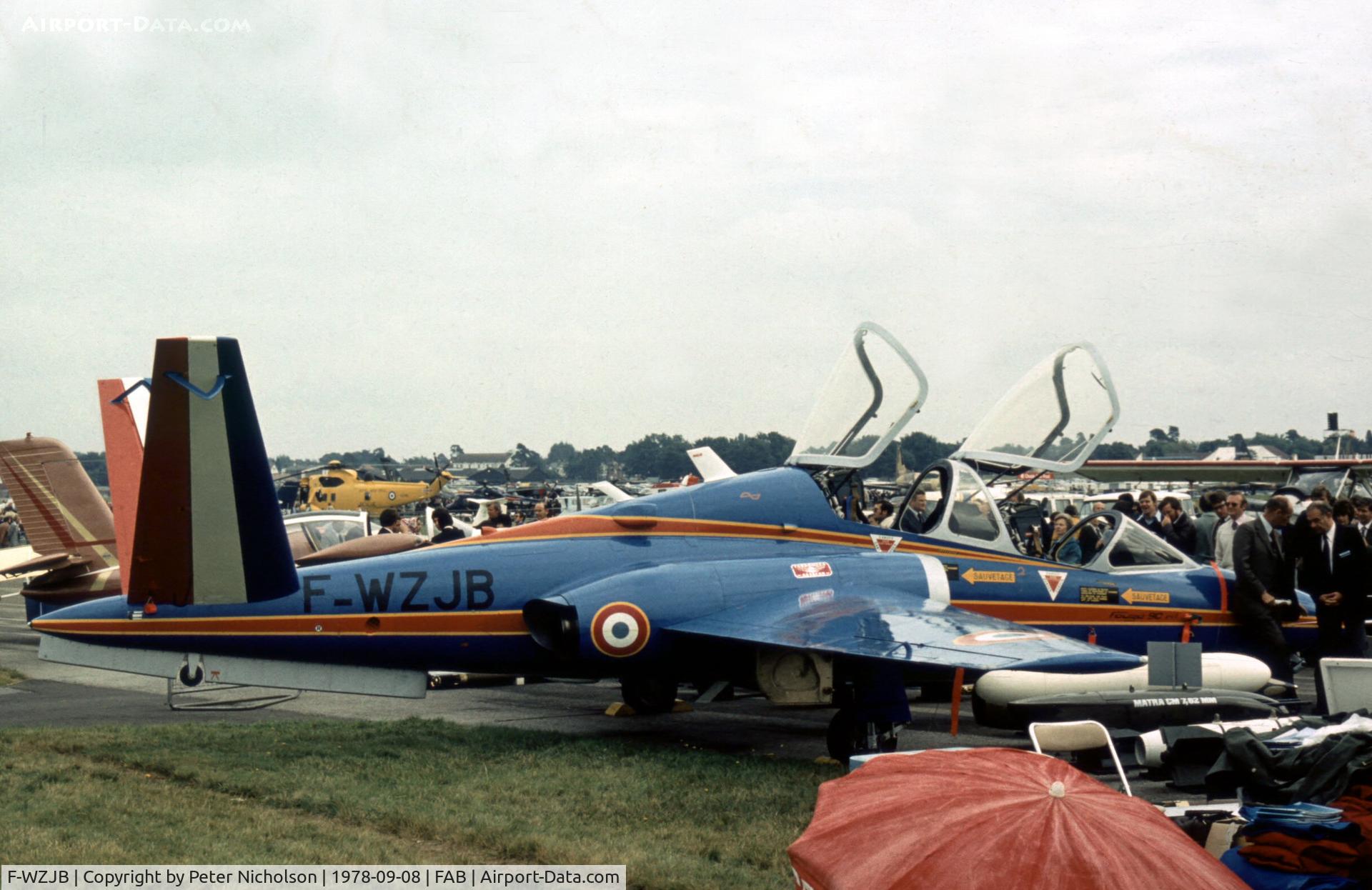 F-WZJB, 1978 Aerospatiale Fouga 90 C/N 01, The Fouga 90 was the proposed successor to the CM.170 Magister and was on display at the 1978 Farnborough Airshow - the first flight was a month earlier on August 20.