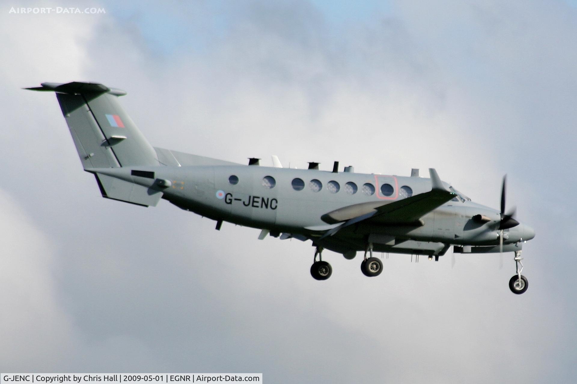 G-JENC, 2007 Beechcraft Shadow R.Mk1 (350CER) Super King Air C/N FM-14, on short finals into Hawarden