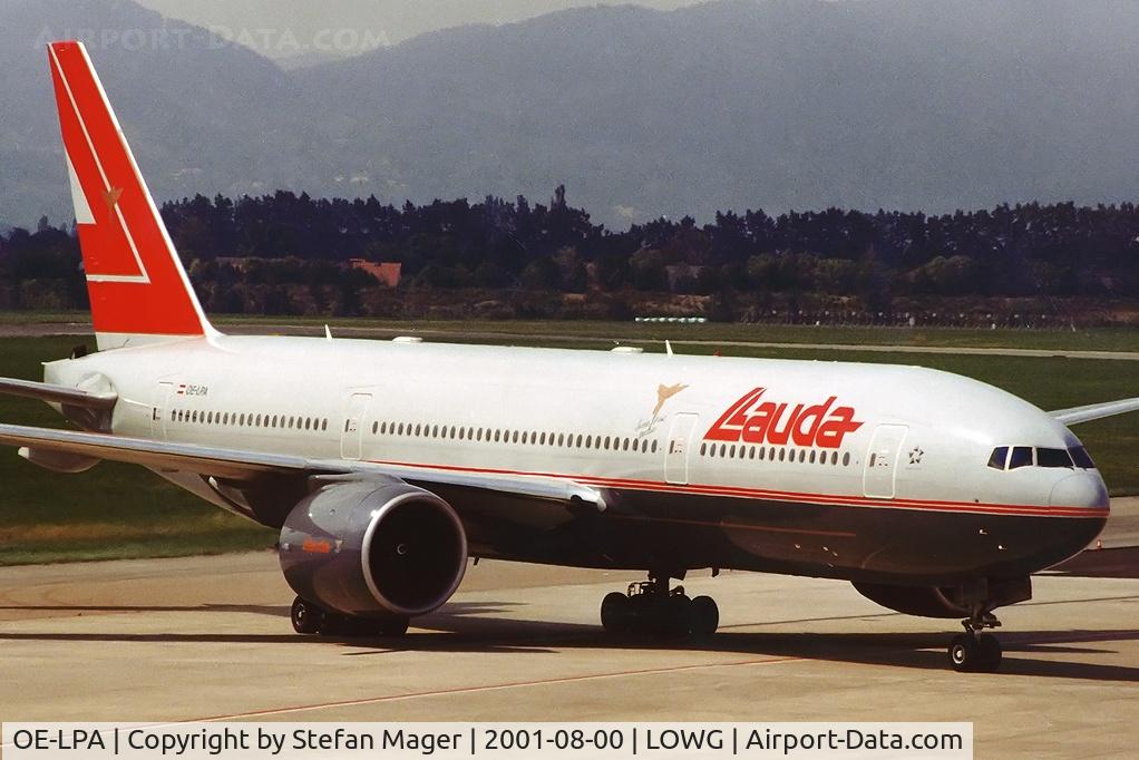 OE-LPA, 1997 Boeing 777-2Z9/ER C/N 28698, weekly charter GRZ-HER