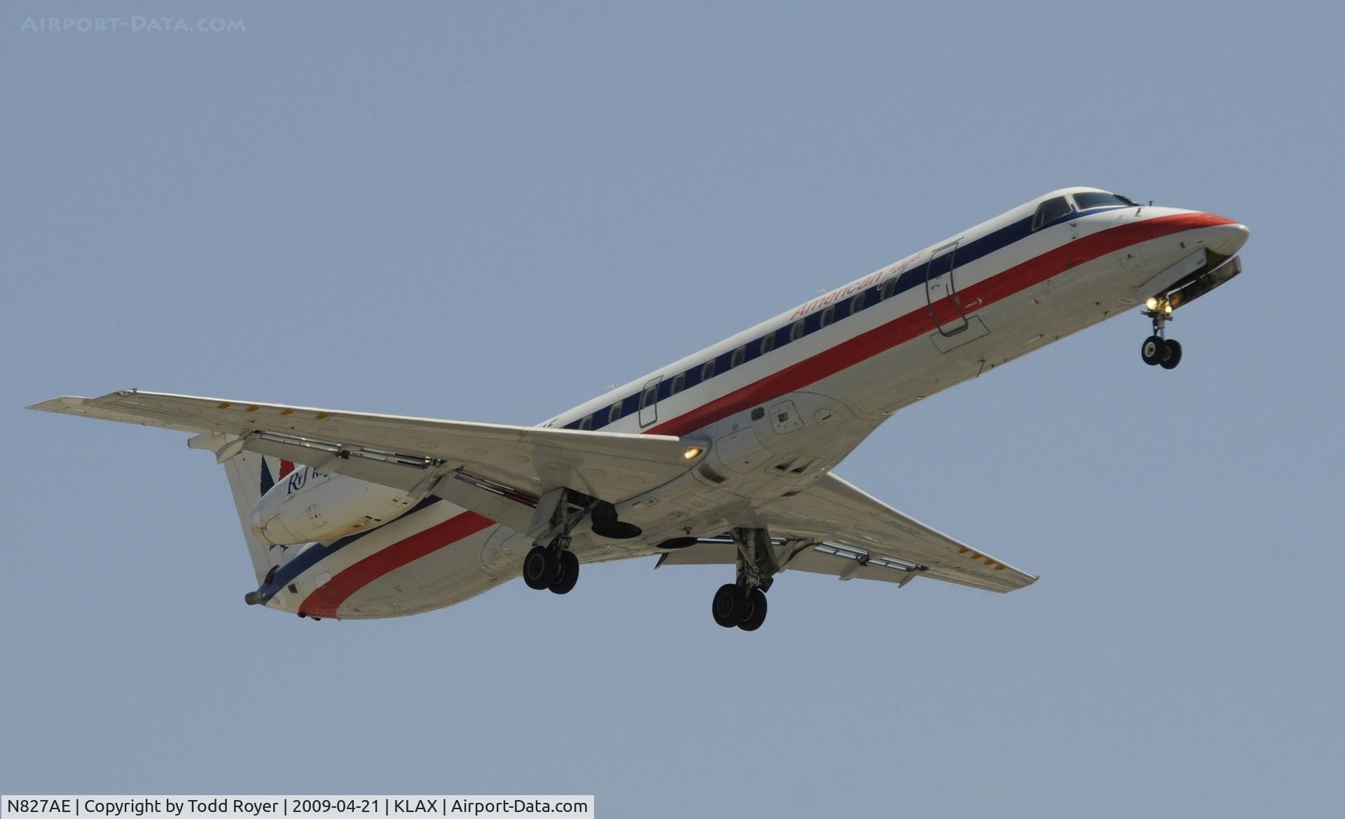 N827AE, 2002 Embraer ERJ-140LR (EMB-135KL) C/N 145602, Landing 24R at LAX