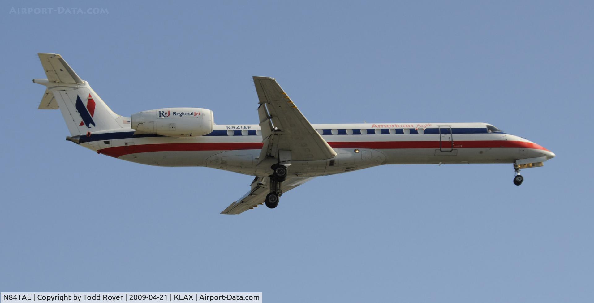 N841AE, 2002 Embraer ERJ-140LR (EMB-135KL) C/N 145667, Landing 24R at LAX