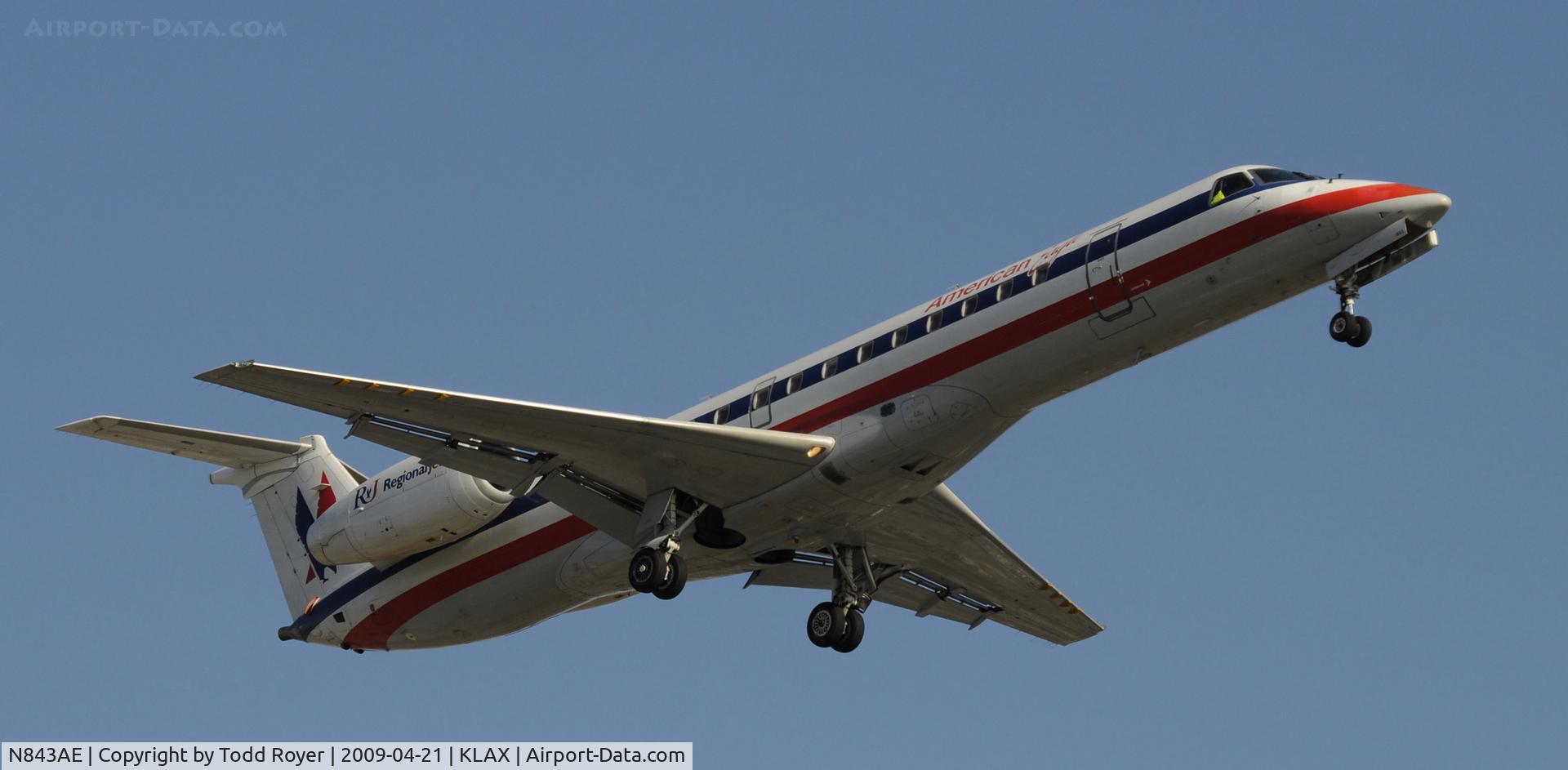 N843AE, 2003 Embraer ERJ-140LR (EMB-135KL) C/N 145680, Landing 24R at LAX