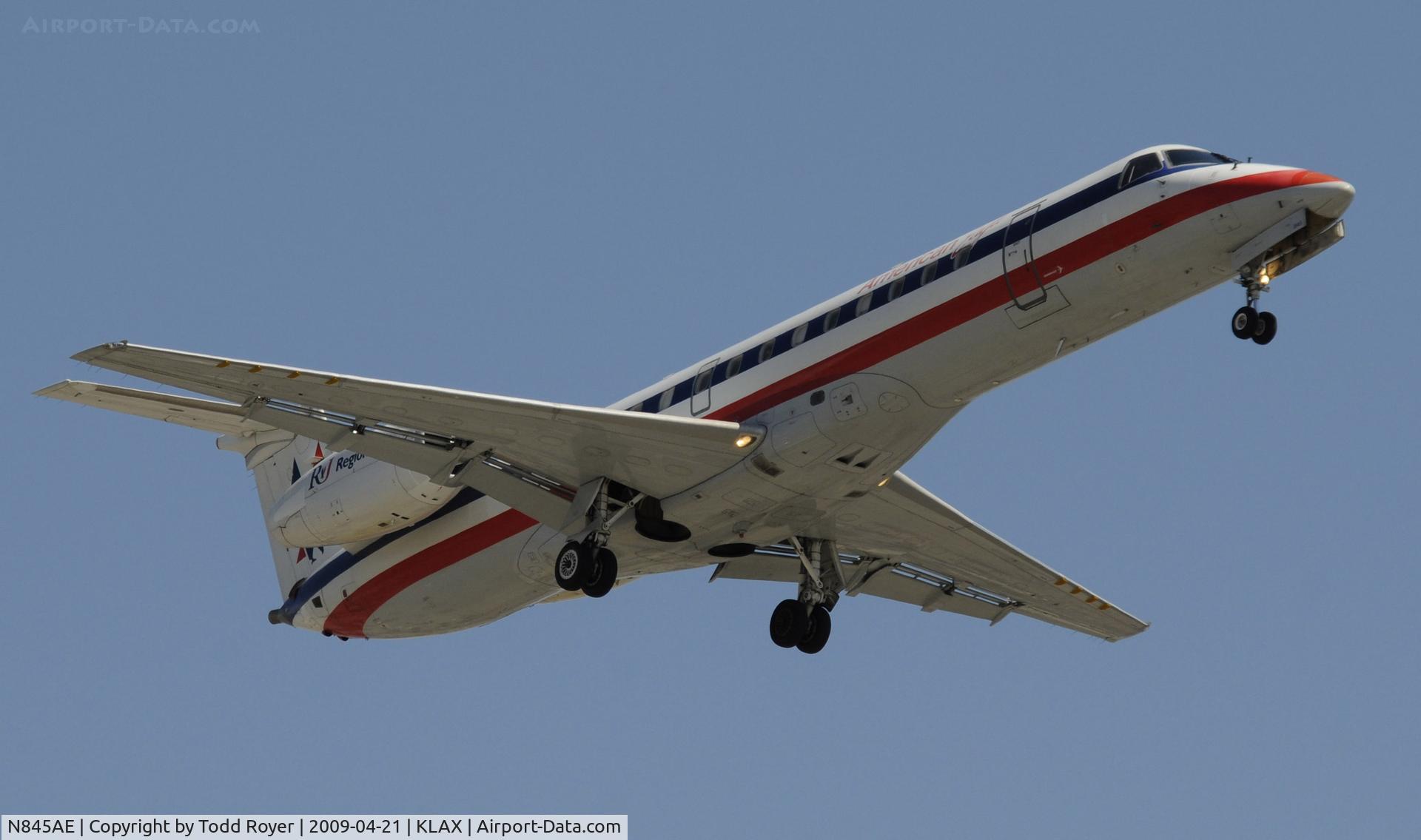 N845AE, 2003 Embraer ERJ-140LR (EMB-135KL) C/N 145685, Landing 24R at LAX