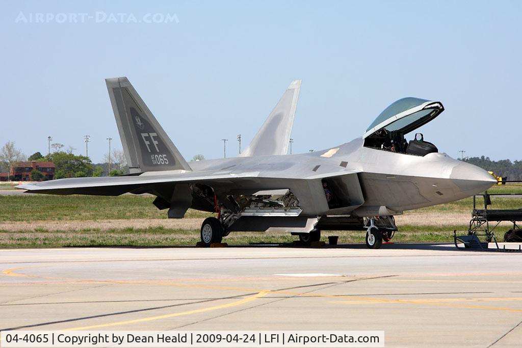 04-4065, 2004 Lockheed Martin F-22A Raptor C/N 4065, USAF Lockheed Martin F-22A Raptor 04-4065, from the 1st FW / 94th FS here at Langley AFB, on display at Airpower Over Hampton Roads 2009.
