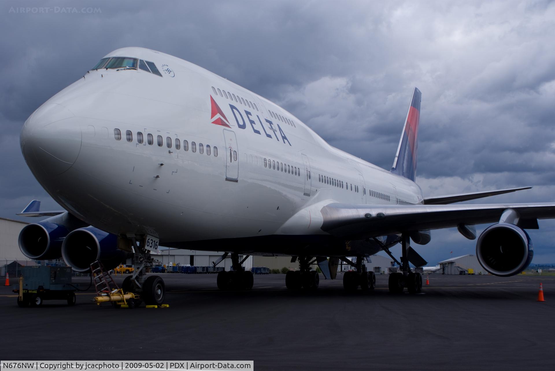 N676NW, 2002 Boeing 747-451 C/N 33002, At PDX shortly after its re-paint into the Delta Fleet