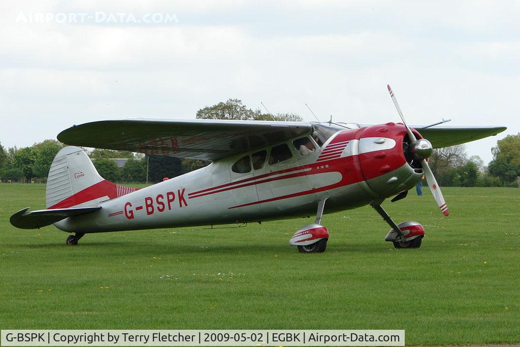 G-BSPK, 1951 Cessna 195A C/N 7691, 1951 Cessna 195A on the first day of the Luscombe and Cessna Historic Weekend Fly-in at Sywell UK