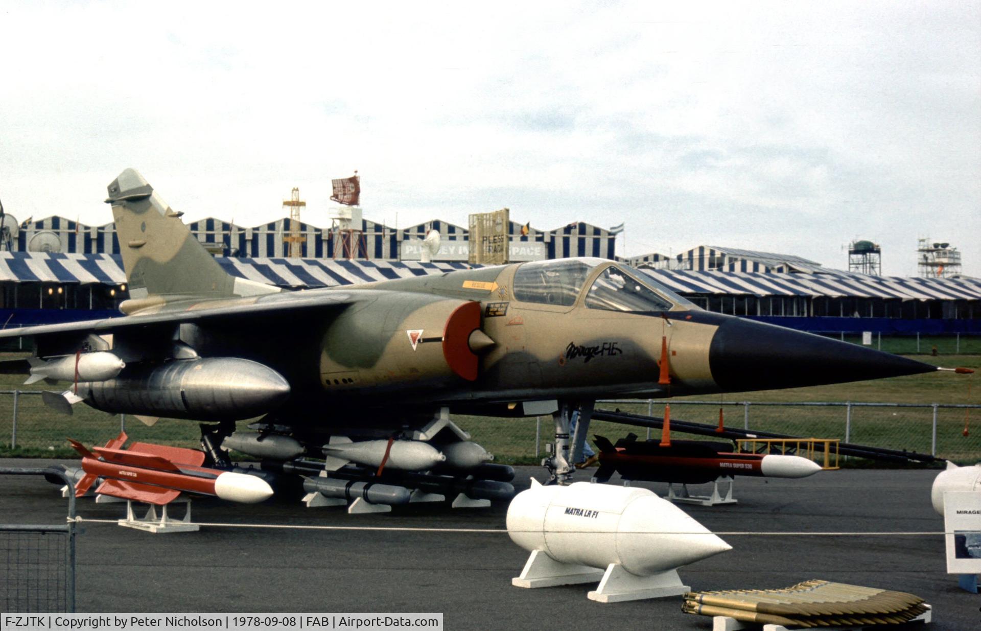 F-ZJTK, Dassault Mirage F.1E C/N 5, Another view of Mirage F.1E c/n 5 at the 1978 Farnborough Airshow.