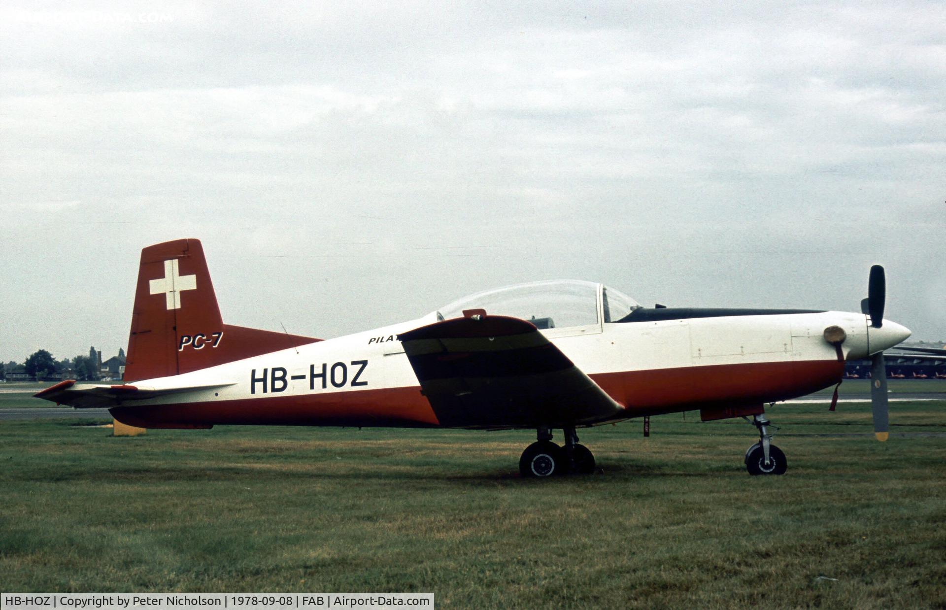 HB-HOZ, 1959 Pilatus PC-7 Turbo Trainer C/N 509, Second prototype Pilatus PC-7 Turbo Trainer on display at the 1978 Farnborough Airshow.