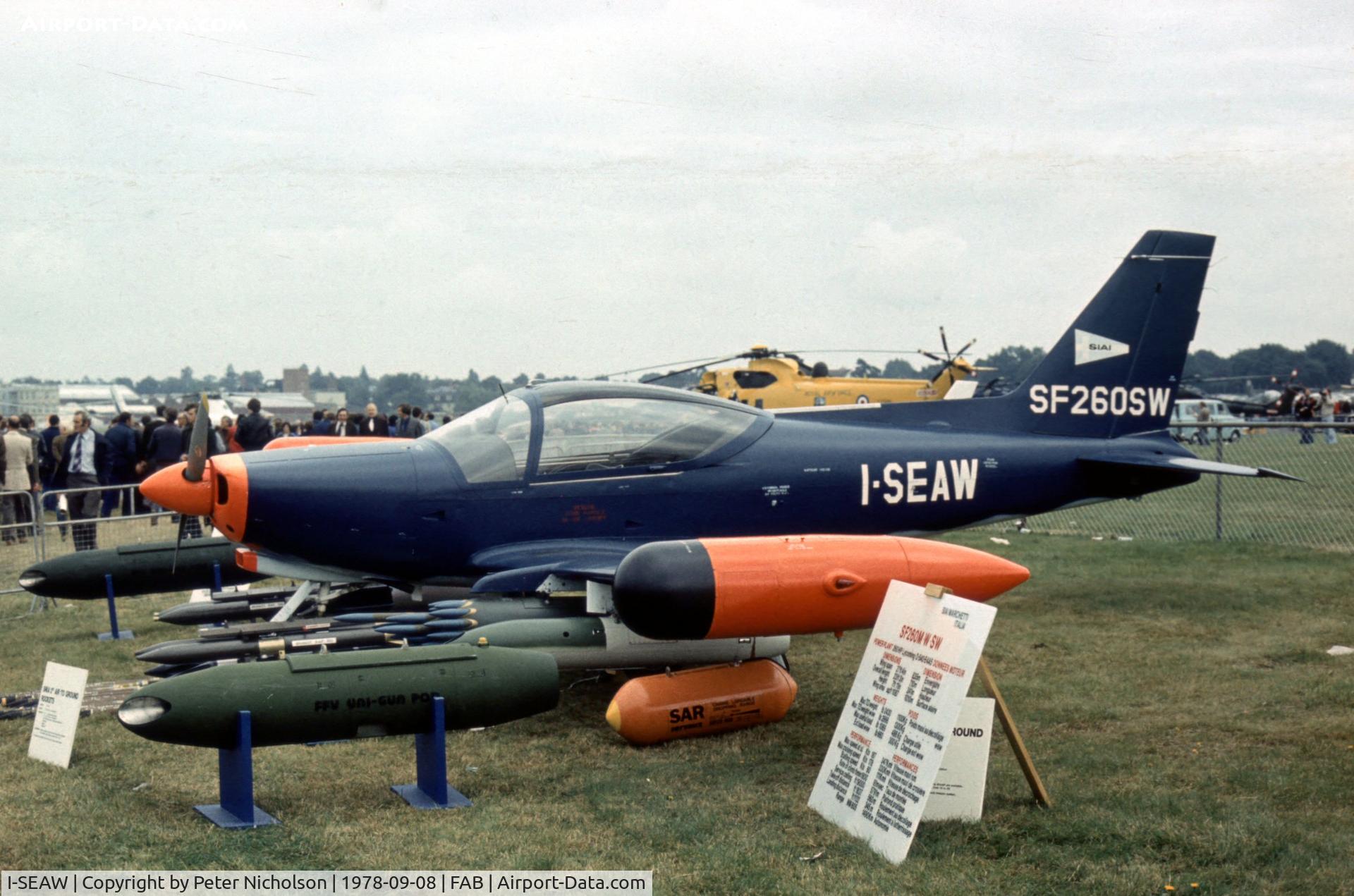 I-SEAW, SIAI-Marchetti SF-260SW C/N 304-28-001, Another view of the SF.260SW on display at the 1978 Farnborough Airshow.