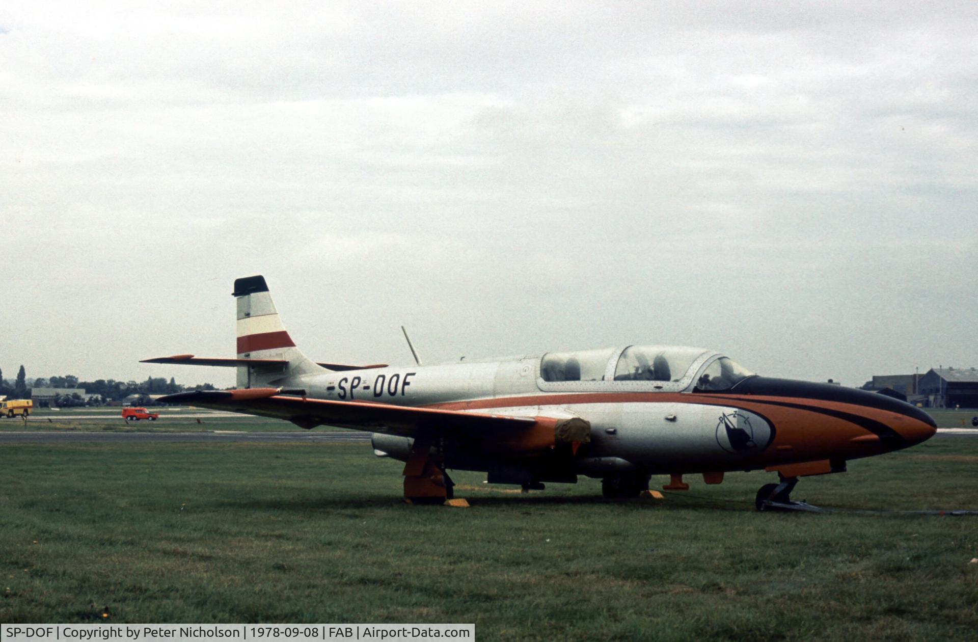 SP-DOF, 1977 PZL-Mielec TS-11 Iskra C/N 3H-1625, TS-11 Iskra on display at the 1978 Farnborough Airshow.