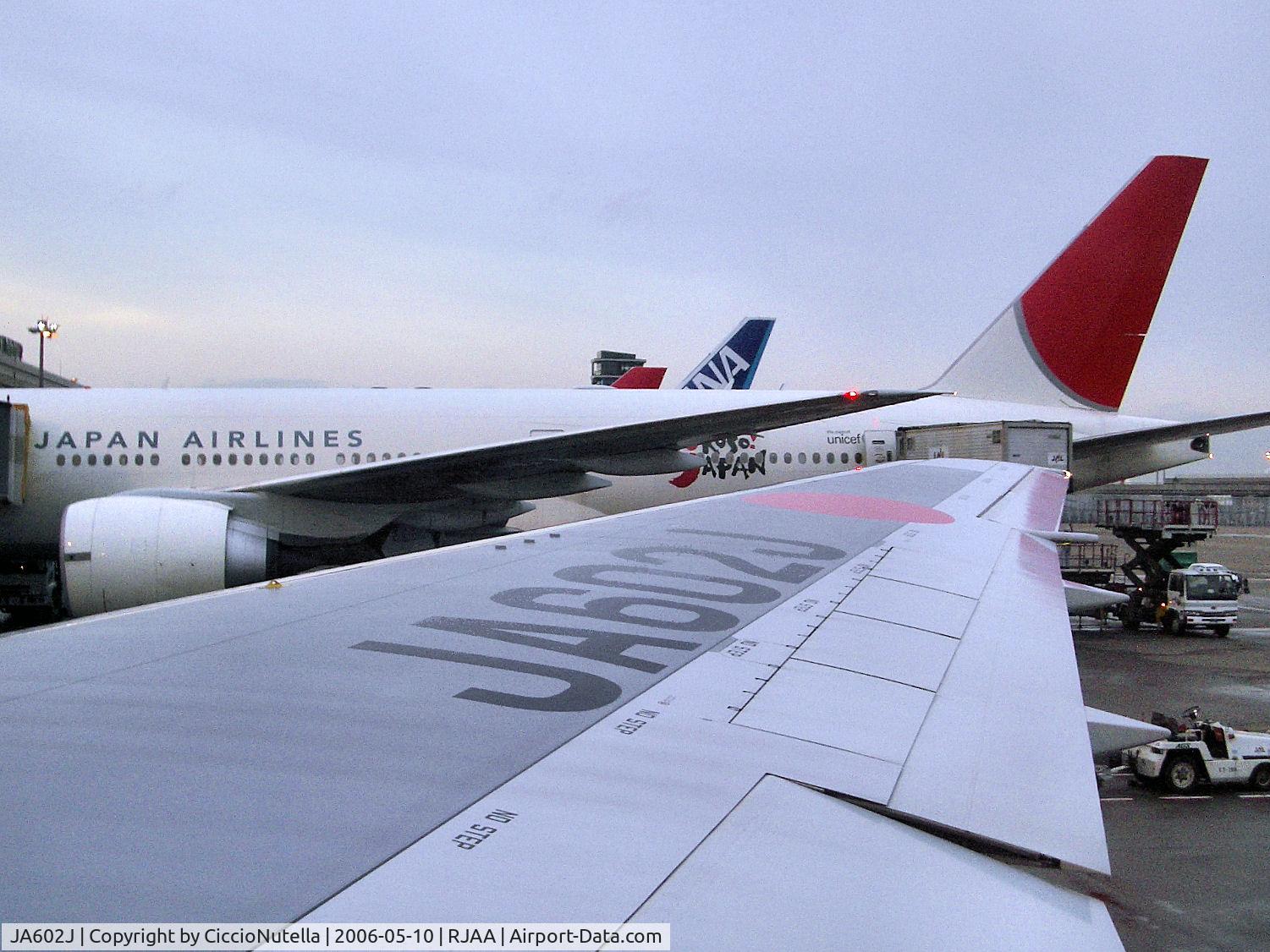 JA602J, 2002 Boeing 767-346/ER C/N 32887, Waiting inside a Boeing 767 before a JAL flight from Tokyo Narita to Osaka Itami