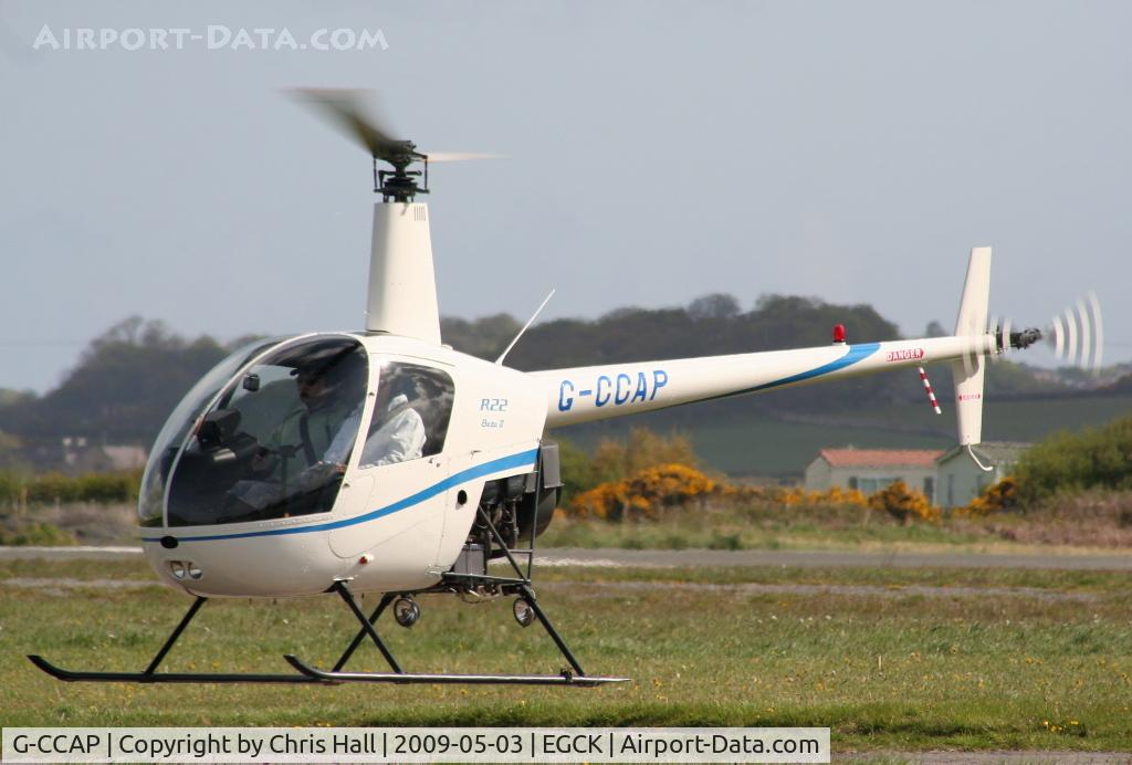 G-CCAP, 2003 Robinson R22 Beta II C/N 3413, P F A fly-in at Caernarfon