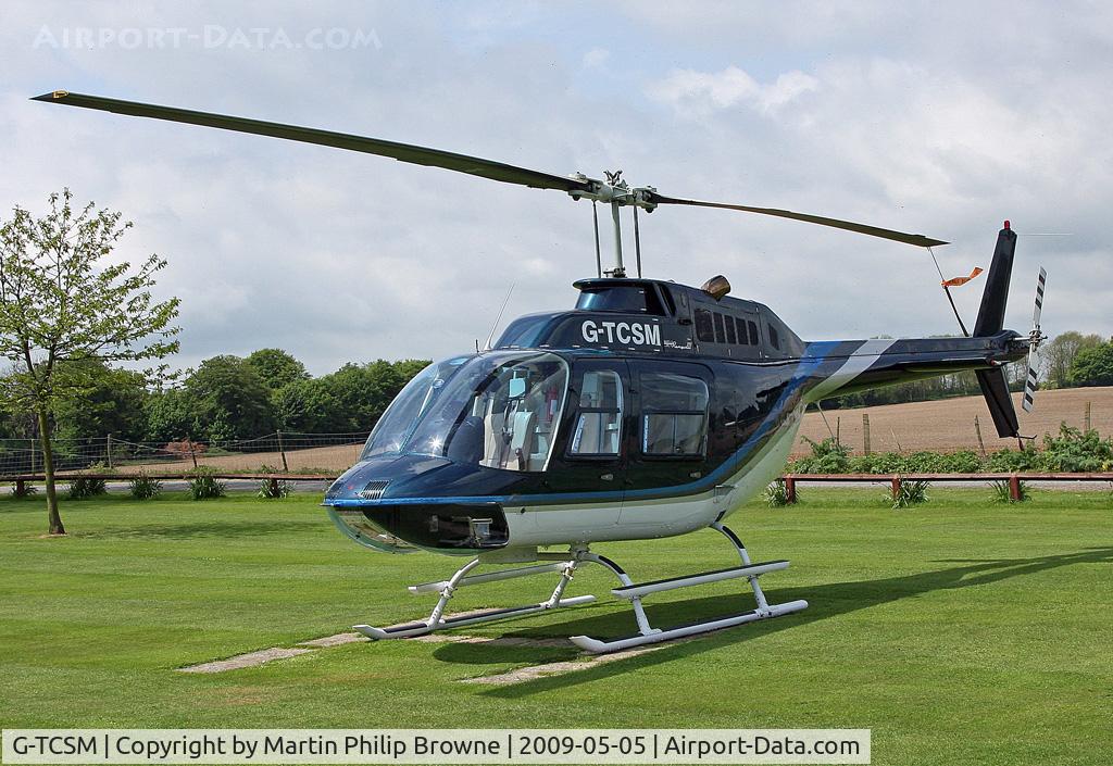 G-TCSM, 1985 Bell 206B JetRanger III C/N 3881, Bell Jetranger III. Taken at Eastwell Manor. Kent.