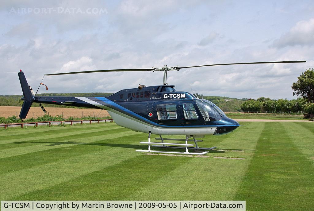 G-TCSM, 1985 Bell 206B JetRanger III C/N 3881, Jetranger III. Taken at Eastwell Manor. Kent.