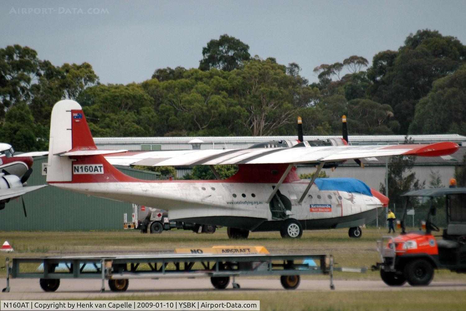 N160AT, 1945 Consolidated Vultee PBY-6A C/N 46665, Catalina at Bankstown, Sydney. Registration N160AT was for the ferry flight to Oz only. To become VH-CAT on 13 jan 2009, 3 days after this picture was taken.