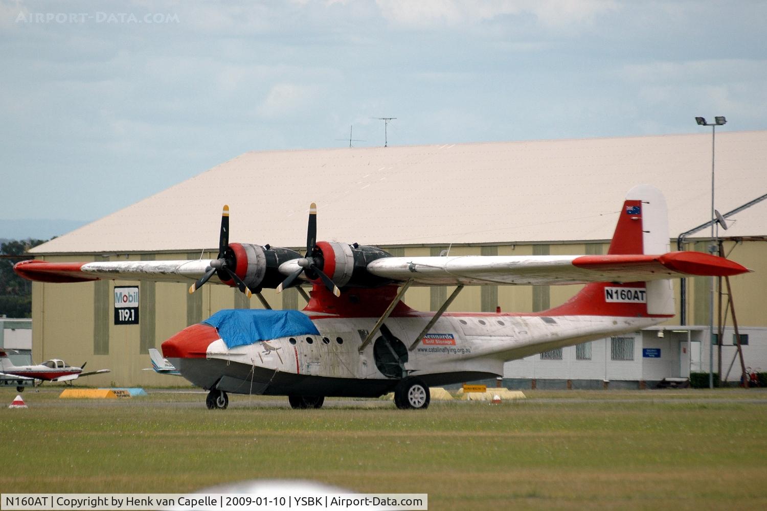 N160AT, 1945 Consolidated Vultee PBY-6A C/N 46665, Catalina at Bankstown, Sydney. Registration N160AT was for the ferry flight to Oz only. To become VH-CAT on 13 jan 2009, 3 days after this picture was taken.