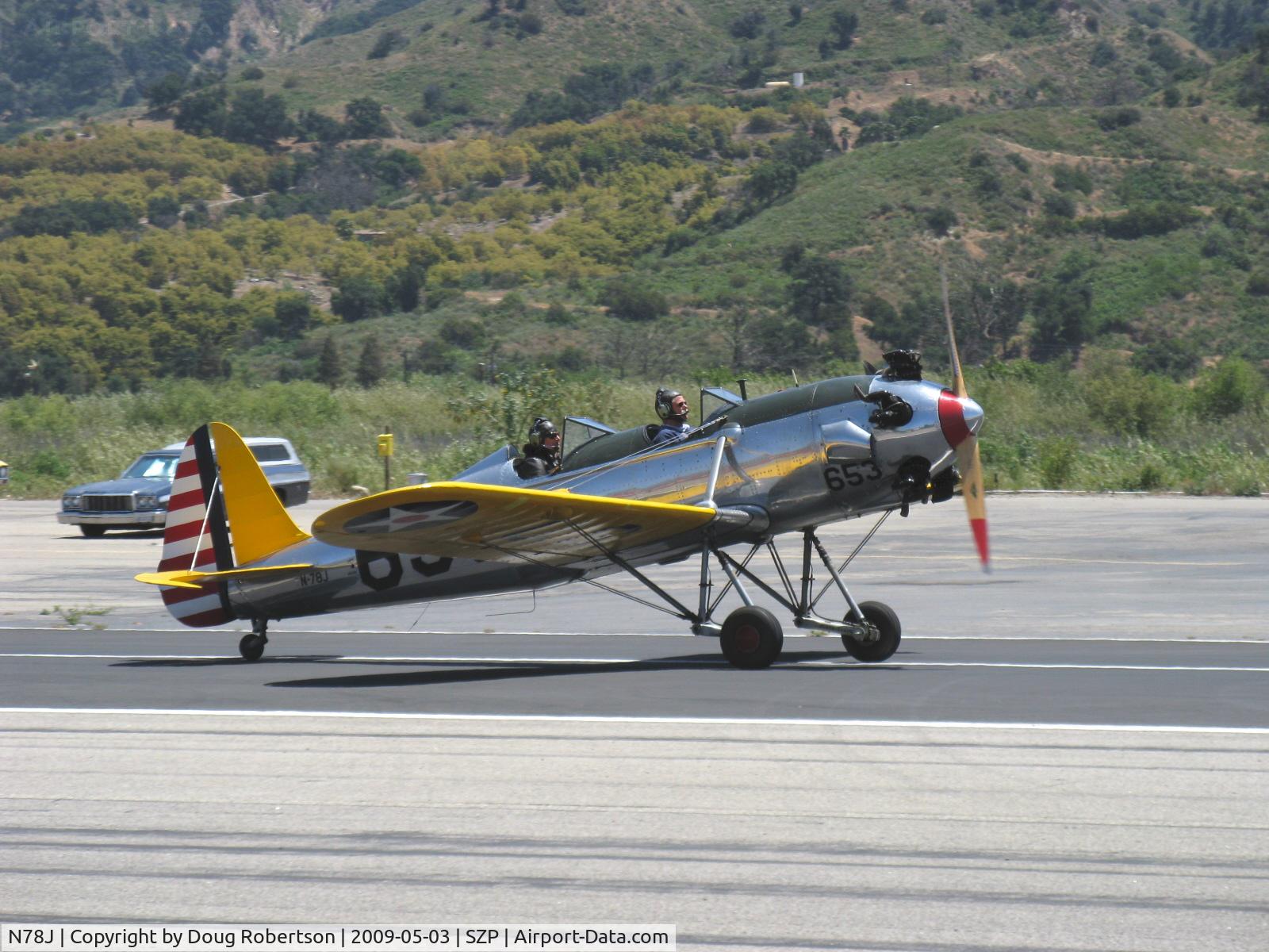N78J, 1942 Ryan Aeronautical ST3KR C/N 1682, 1942 Ryan Aeronautical ST-3KR, Kinner R-5 160 Hp radial, landing roll Rwy 22