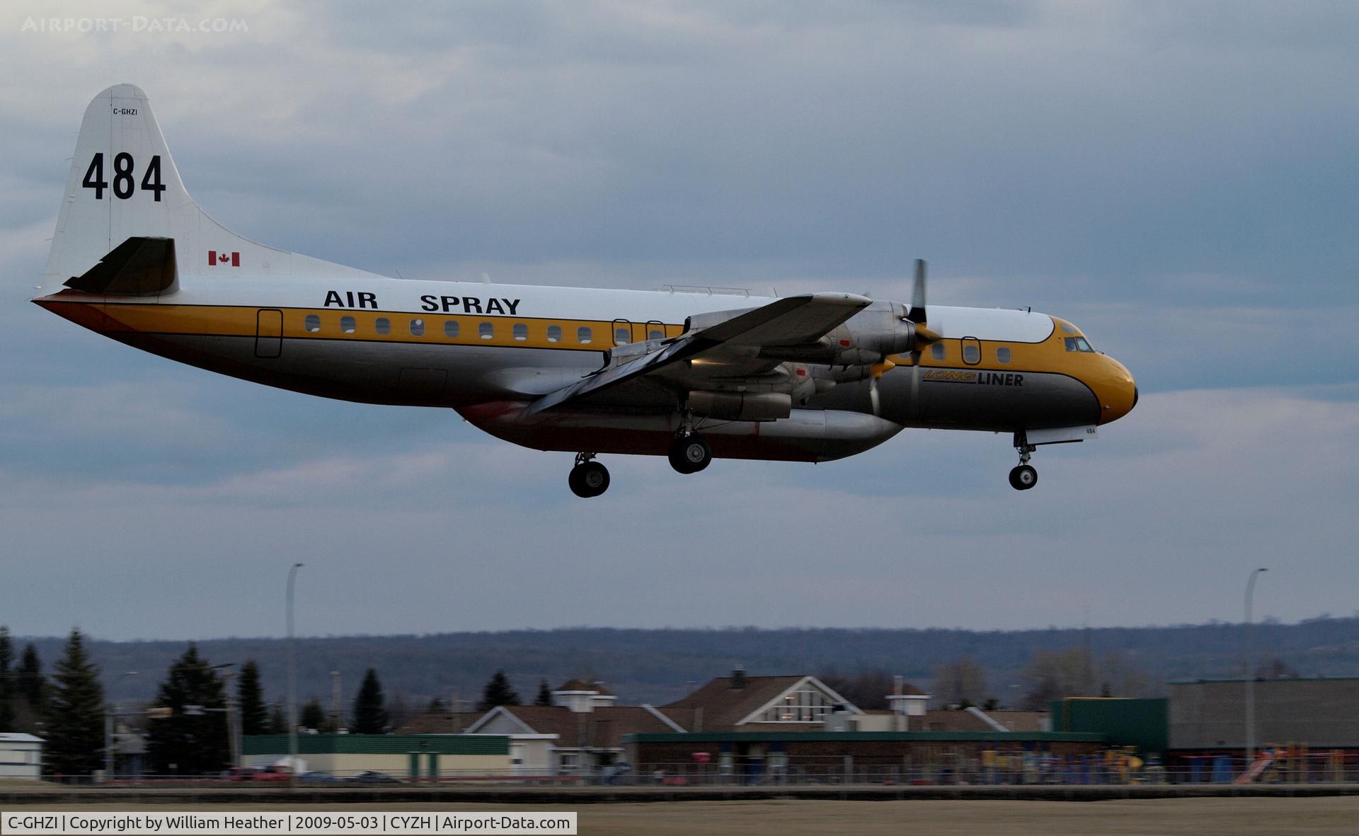 C-GHZI, 1959 Lockheed L-188C Electra C/N 2007, Landing at Slave Lake Fire Base