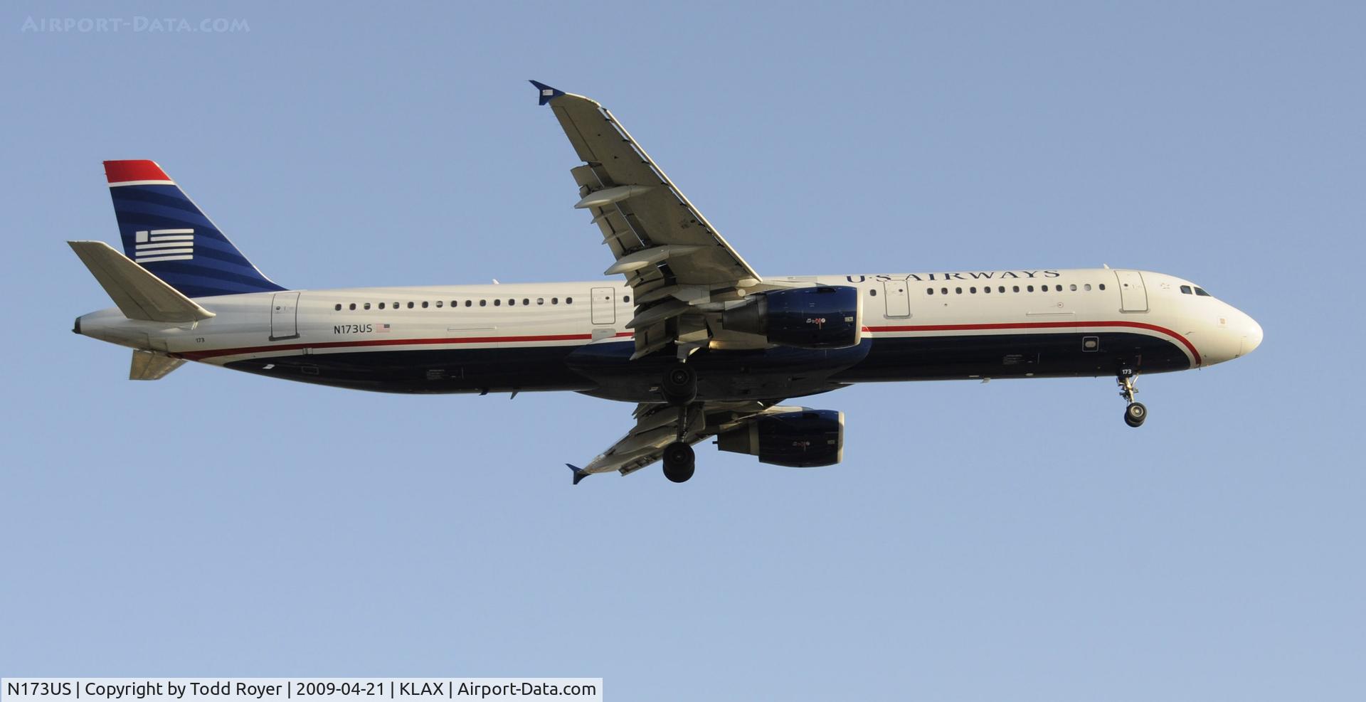 N173US, 2001 Airbus A321-211 C/N 1481, Landing 24R at LAX