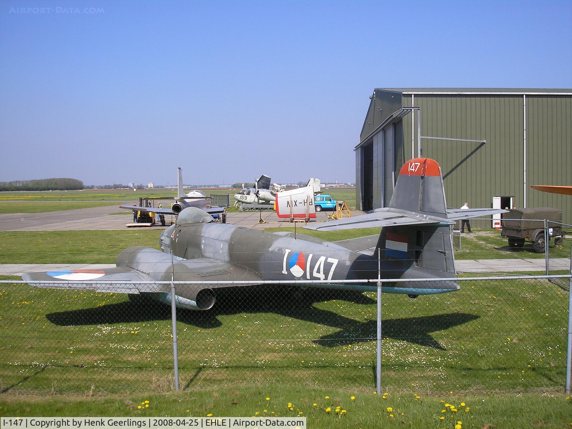 I-147, 1953 Gloster Meteor F.8 C/N 6466, Gloster Meteor , fake regi, BCorrect regi is I-187 , built by Fokker. Aviodrome Aviation museum