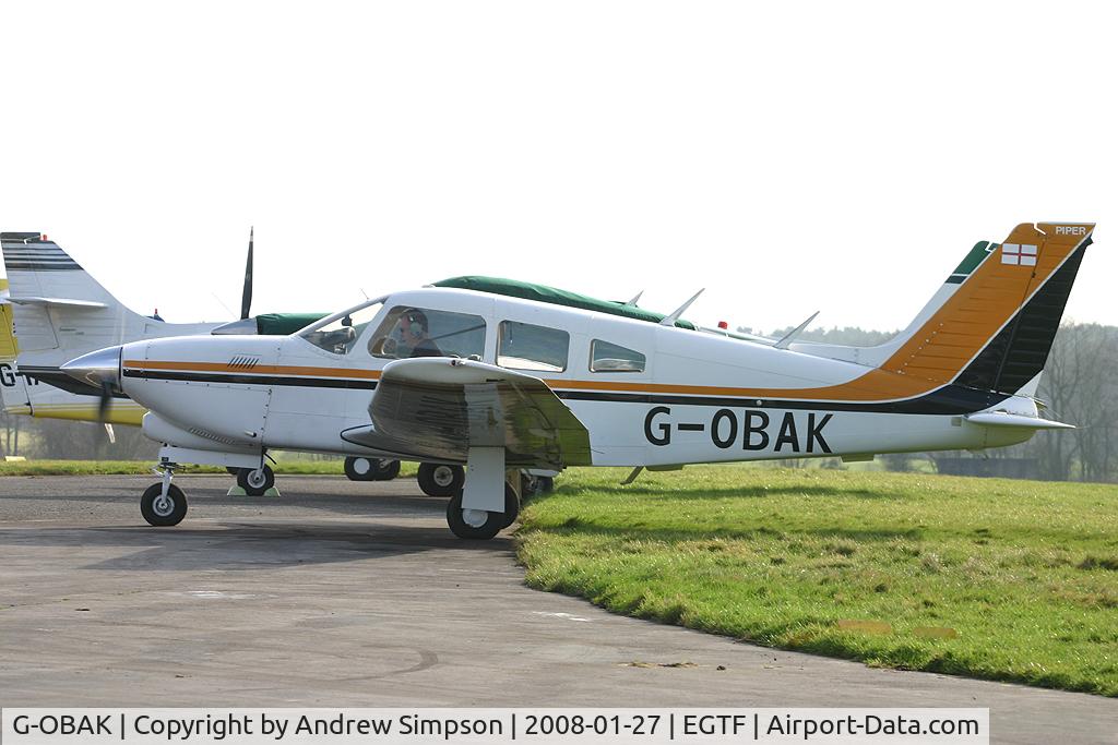 G-OBAK, 1977 Piper PA-28R-201T Cherokee Arrow III C/N 28R-7703054, Preparing to leave Fairoaks.