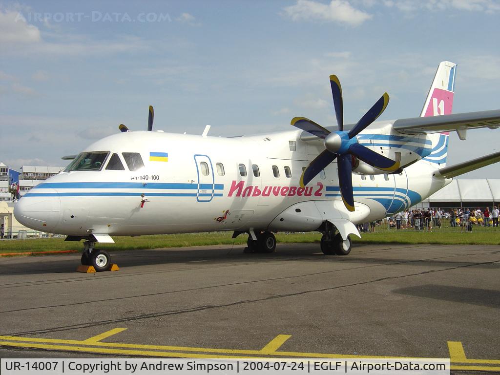 UR-14007, Antonov An-140-100 C/N 36525305029, Farnborough Airshow 2004.