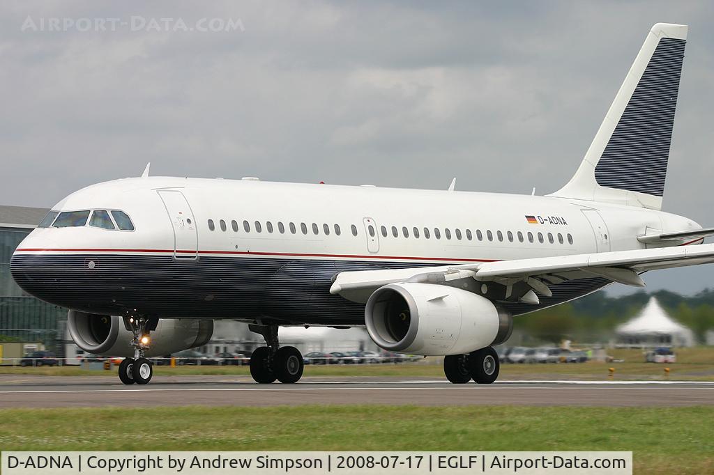 D-ADNA, 1999 Airbus ACJ319 (A319-133/CJ) C/N 1053, Farnborough Airshow 2008.