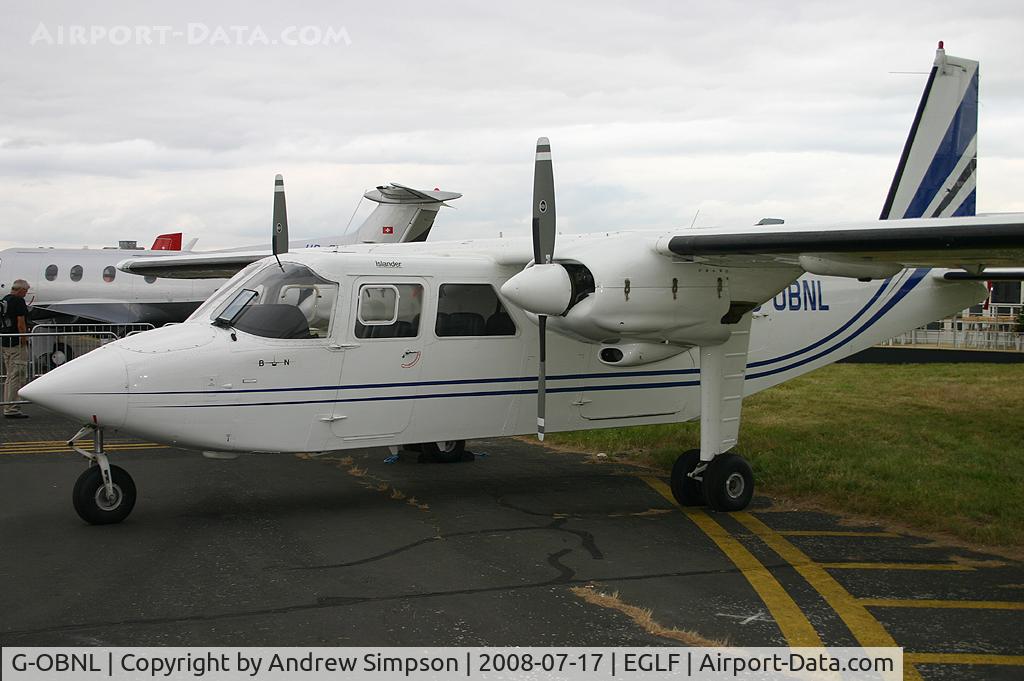 G-OBNL, 1976 Britten-Norman BN-2B-21 Defender C/N 523, Farnborough Airshow 2008.