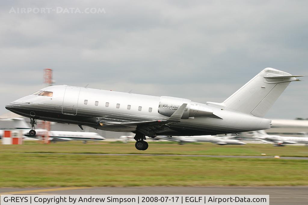 G-REYS, 2000 Bombardier Challenger 604 (CL-600-2B16) C/N 5467, Farnborough Airshow 2008.