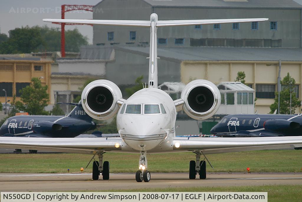 N550GD, 2008 Gulfstream Aerospace GV-SP (G550) C/N 5184, Farnborough Airshow 2008.