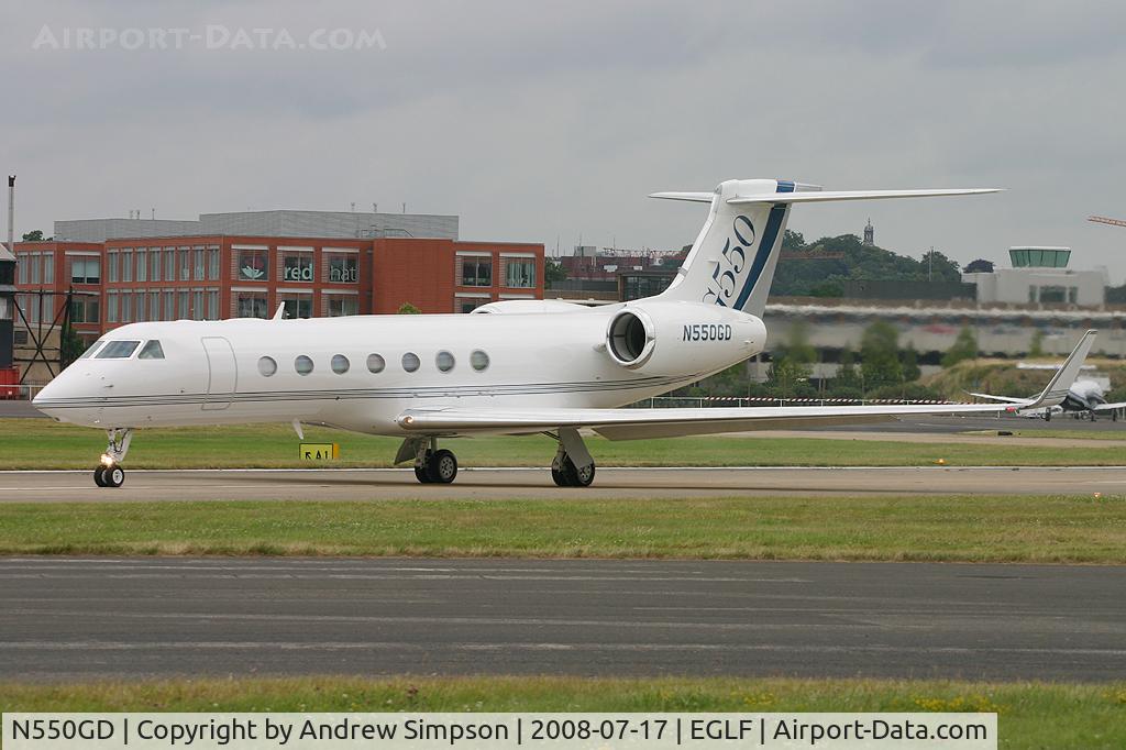 N550GD, 2008 Gulfstream Aerospace GV-SP (G550) C/N 5184, Farnborough Airshow 2008.