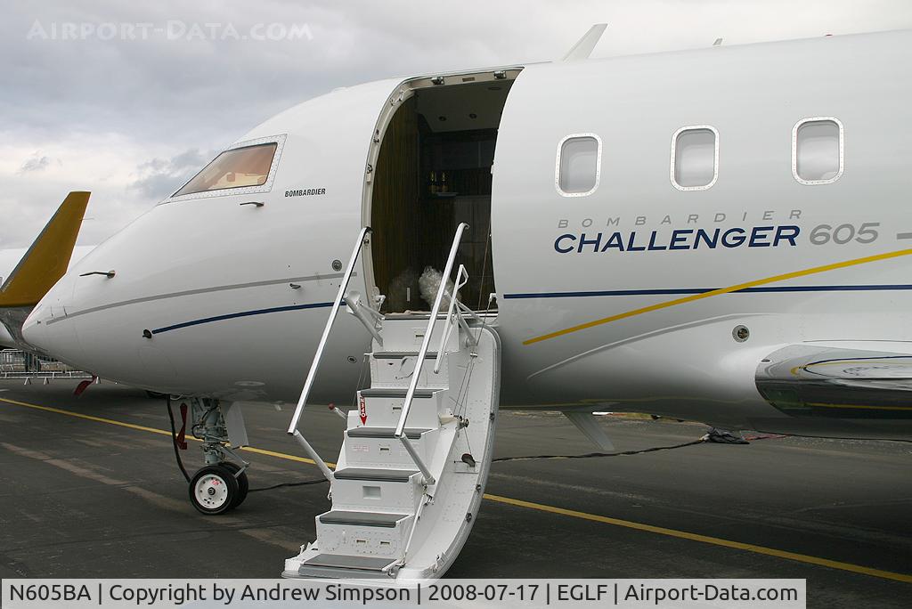 N605BA, 2007 Bombardier Challenger 605 (CL-600-2B16) C/N 5707, Farnborough Airshow 2008.