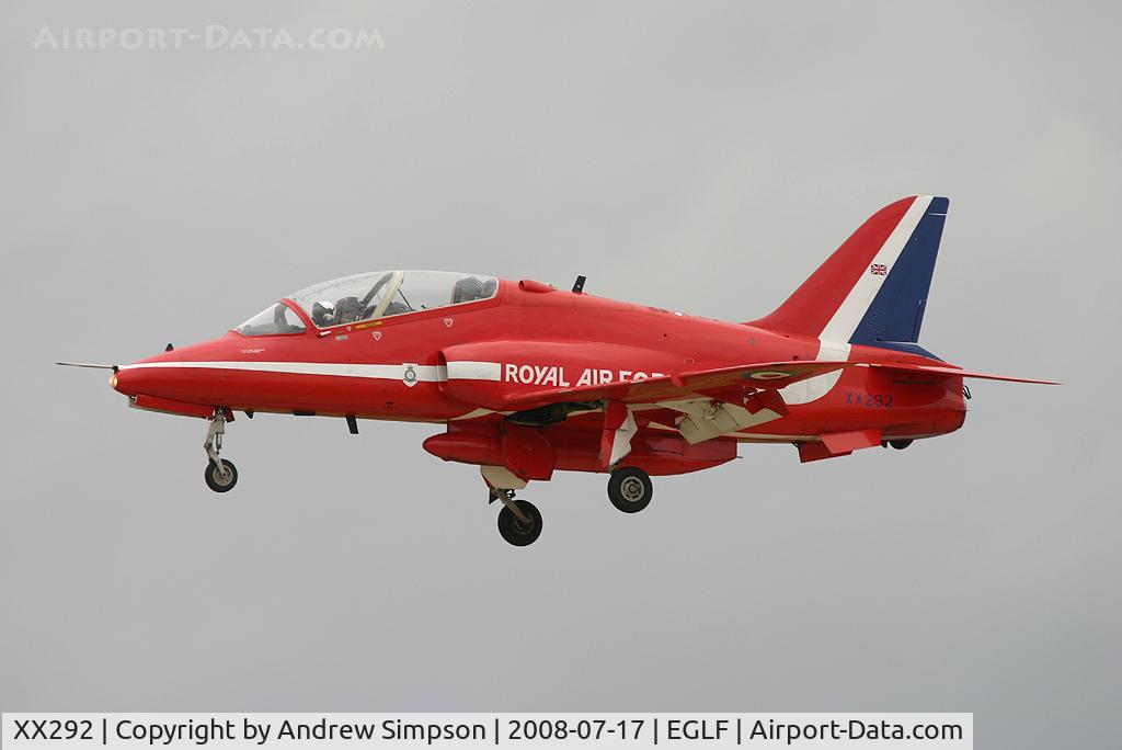 XX292, 1979 Hawker Siddeley Hawk T.1W C/N 119/312117, Farnborough Airshow 2008.
