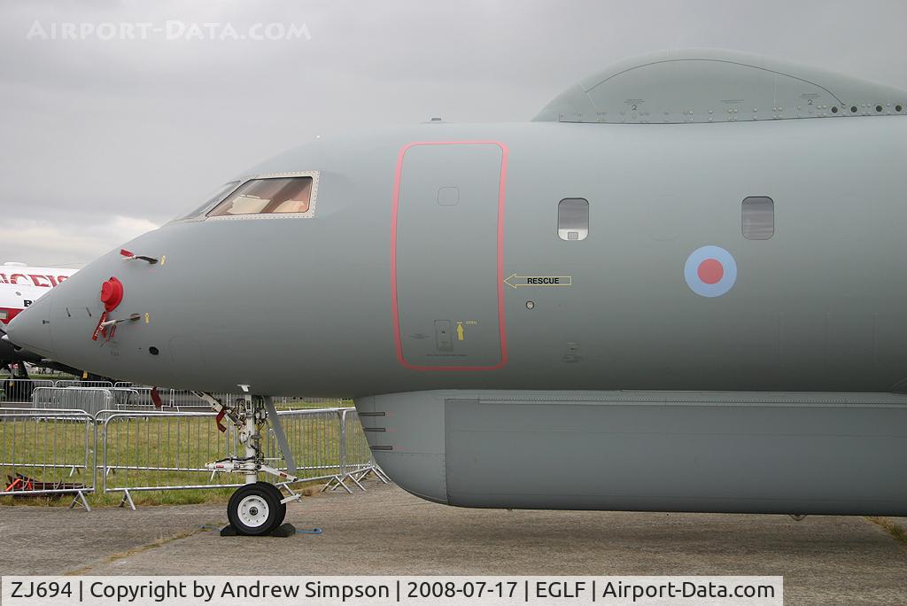 ZJ694, 2007 Bombardier Global Express (BD-700-1A10) Sentinel R1 C/N 9135, Farnborough Airshow 2008.