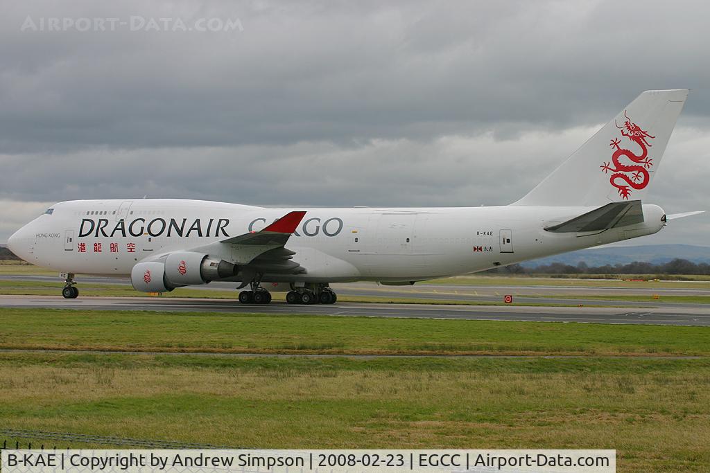 B-KAE, 1991 Boeing 747-412/BCF C/N 25068, Taxiiing to stand at Manchester.