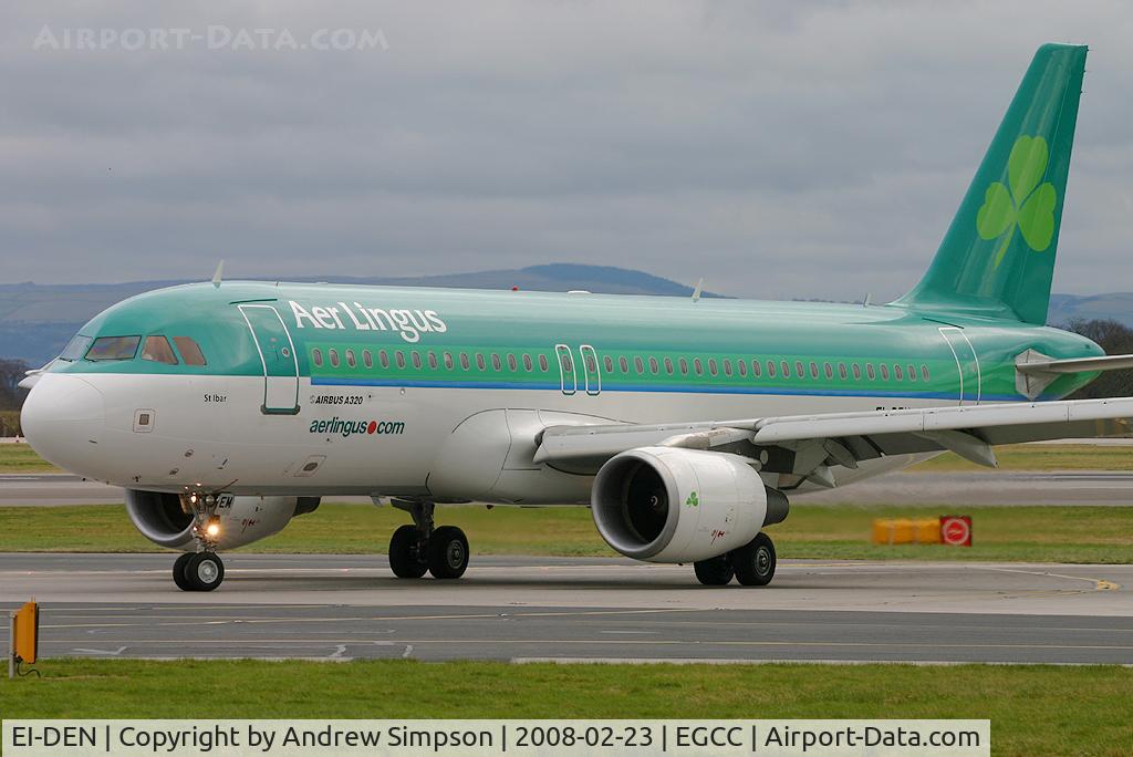 EI-DEN, 2005 Airbus A320-214 C/N 2432, Taxiiing to stand at Manchester.