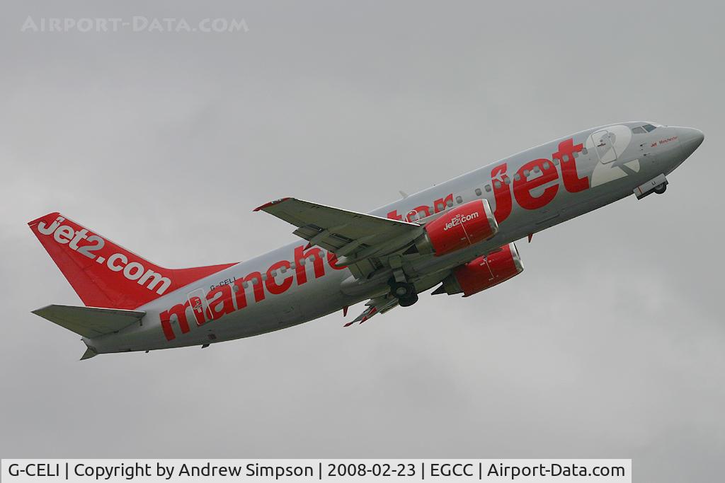 G-CELI, 1986 Boeing 737-330 C/N 23526, Departing Manchester.