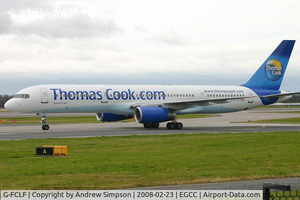 G-FCLF, 1999 Boeing 757-28A C/N 28835, Taxiiing to stand at Manchester.