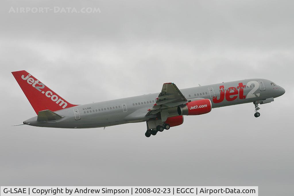 G-LSAE, 1988 Boeing 757-27B C/N 24135, Departing Manchester.