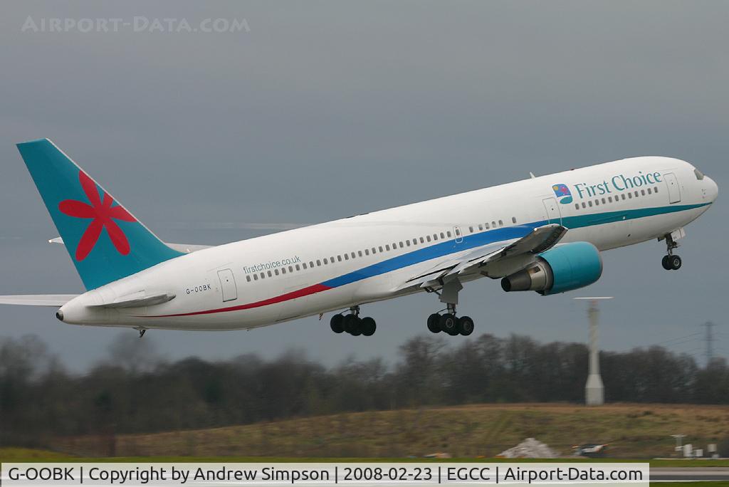 G-OOBK, 1995 Boeing 767-324/ER C/N 27392, Departing Manchester.