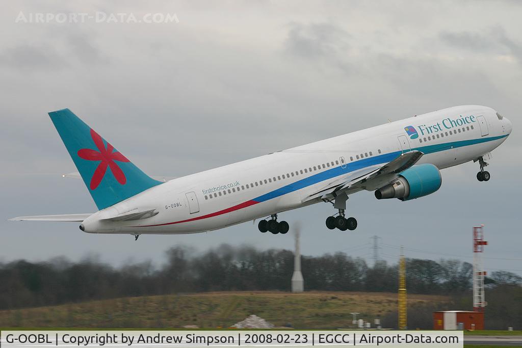 G-OOBL, 1995 Boeing 767-324 C/N 27393, Departing Manchester.