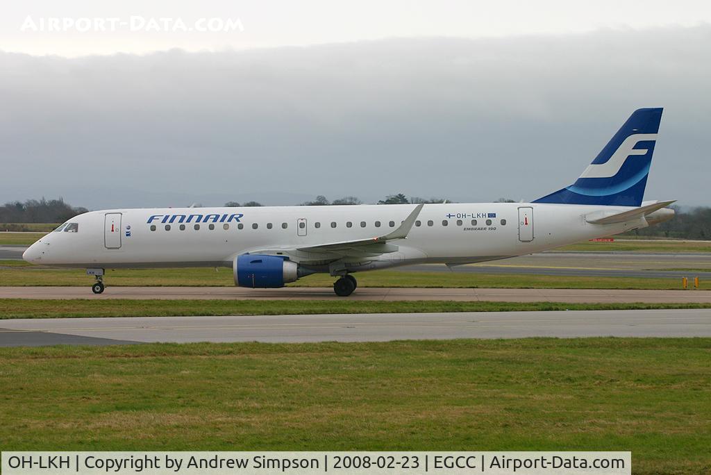 OH-LKH, 2007 Embraer 190LR (ERJ-190-100LR) C/N 19000086, Taxiiing to stand at Manchester.