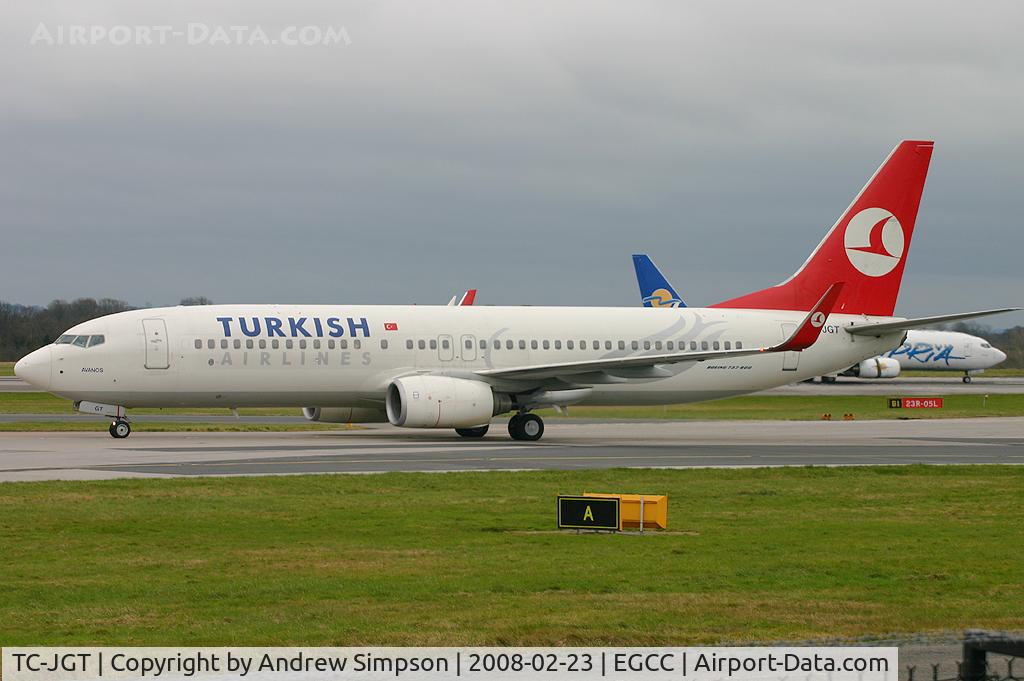 TC-JGT, 2006 Boeing 737-8F2 C/N 34417, Taxiiing to stand at Manchester.