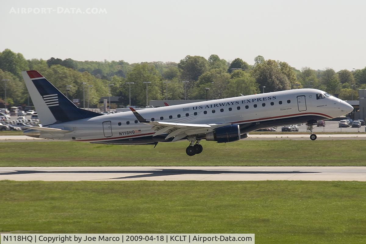 N118HQ, 2007 Embraer 175LR (ERJ-170-200LR) C/N 17000189, @ CLT