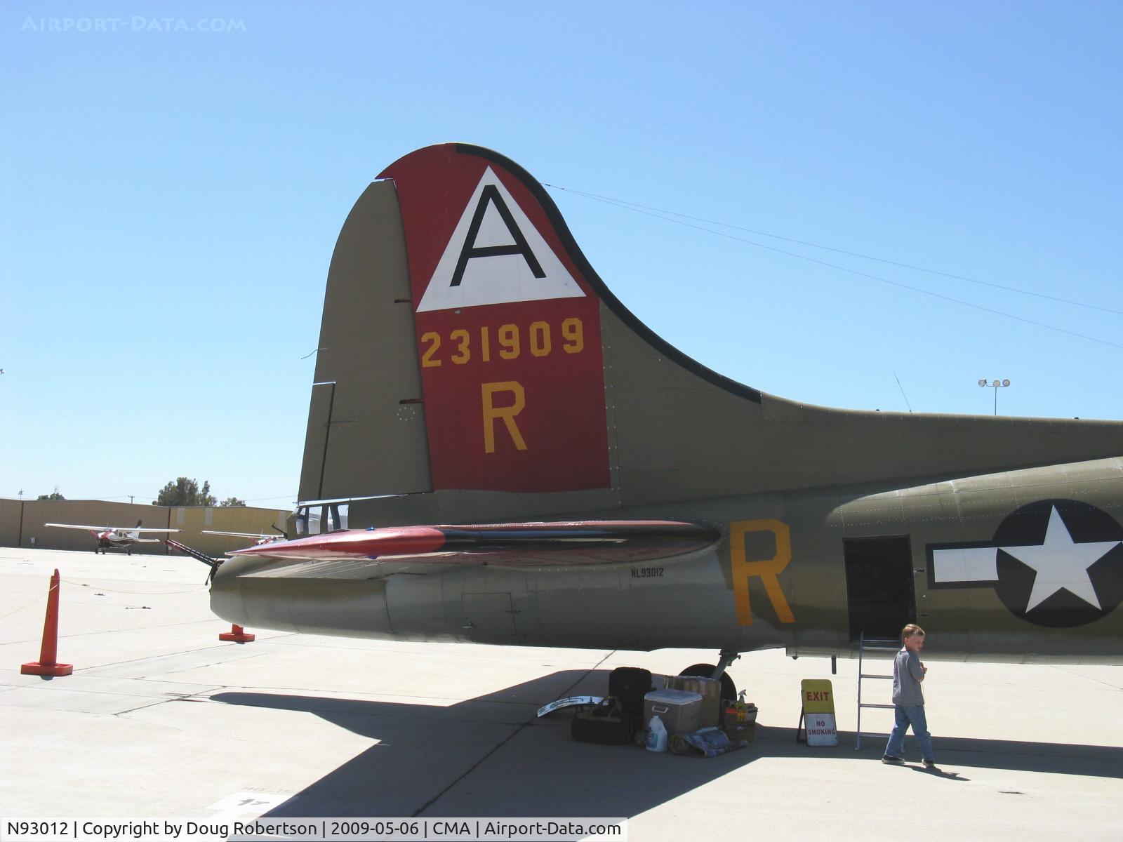 N93012, 1944 Boeing B-17G-30-BO Flying Fortress C/N 32264, 1944 Boeing B-17G FLYING FORTRESS 'NINE O NINE', four Turbocharged Wright Cyclone R-1820-97 1,200 Hp each, Limited/Experimental class, tail data