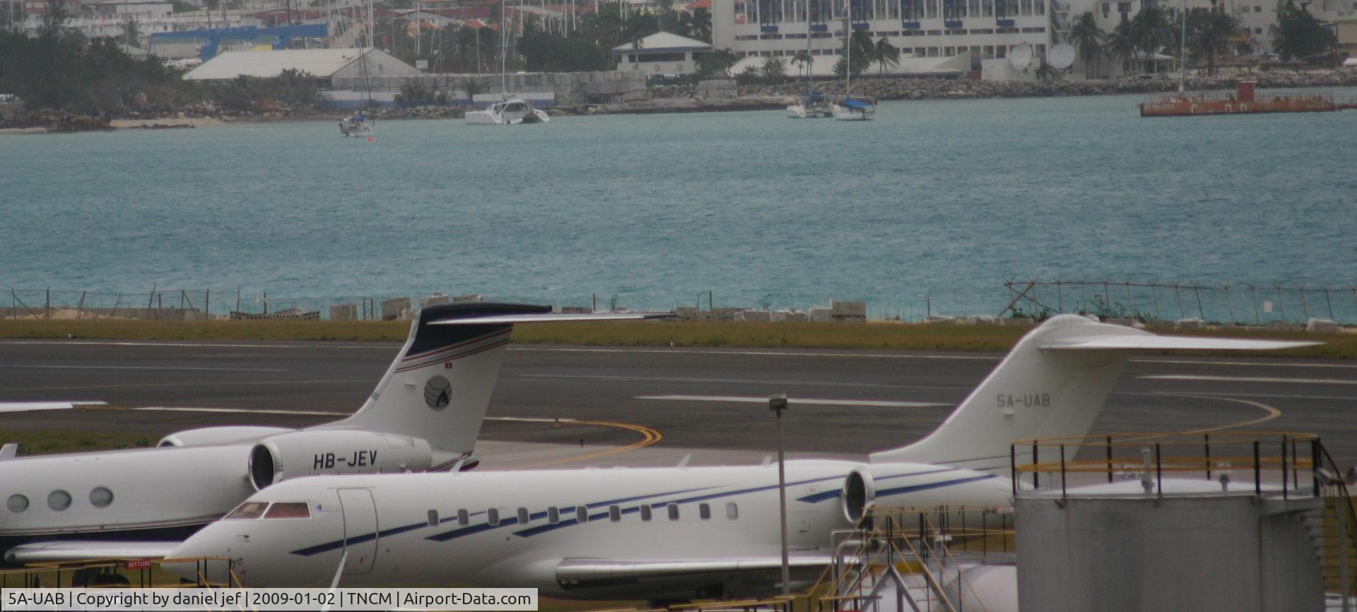 5A-UAB, 1940 Bombardier BD-700-1A11 Global Express C/N 9285, park at the  tncm ramp