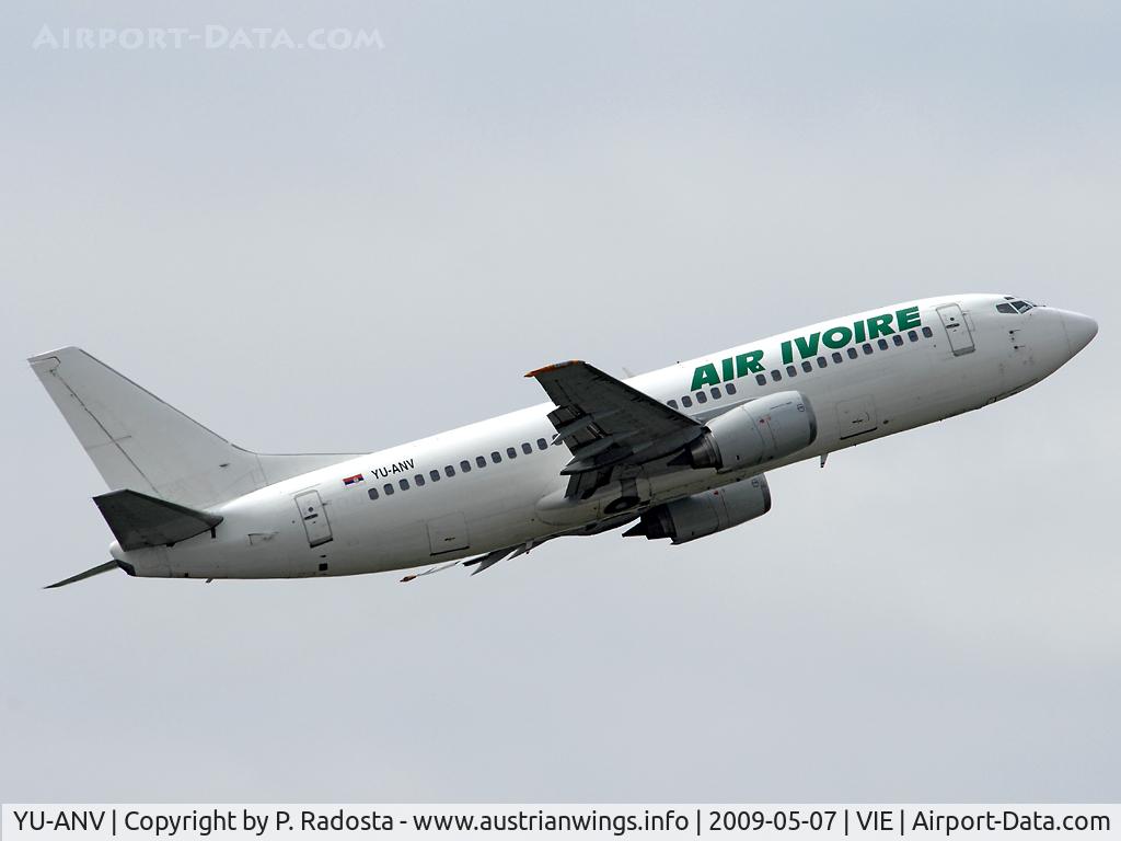 YU-ANV, 1988 Boeing 737-3H9 C/N 24140, Regular JAT operates its flights between Belgrade and Vienna with ATR 72, sometimes JAT uses a 737-300. Today this 737-300 with Air Ivoire livery visited Vienna