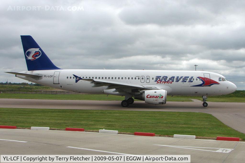 YL-LCF, 1993 Airbus A320-212 C/N 446, Travel Service A320 operating the SkyEurope Service from Luton