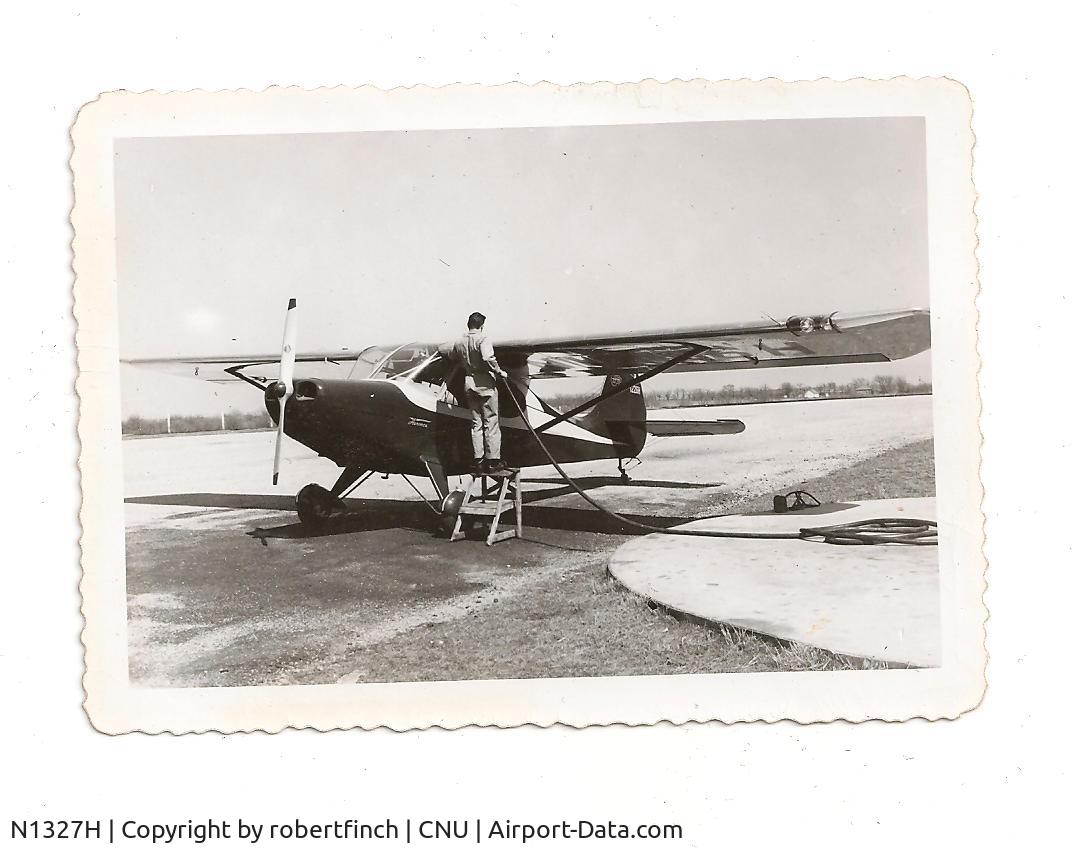 N1327H, 1949 Aeronca 15AC Sedan C/N 15AC-362, Refueling New Aeronca Sedan At Martin Johnson Airport, Chanute, Kansas