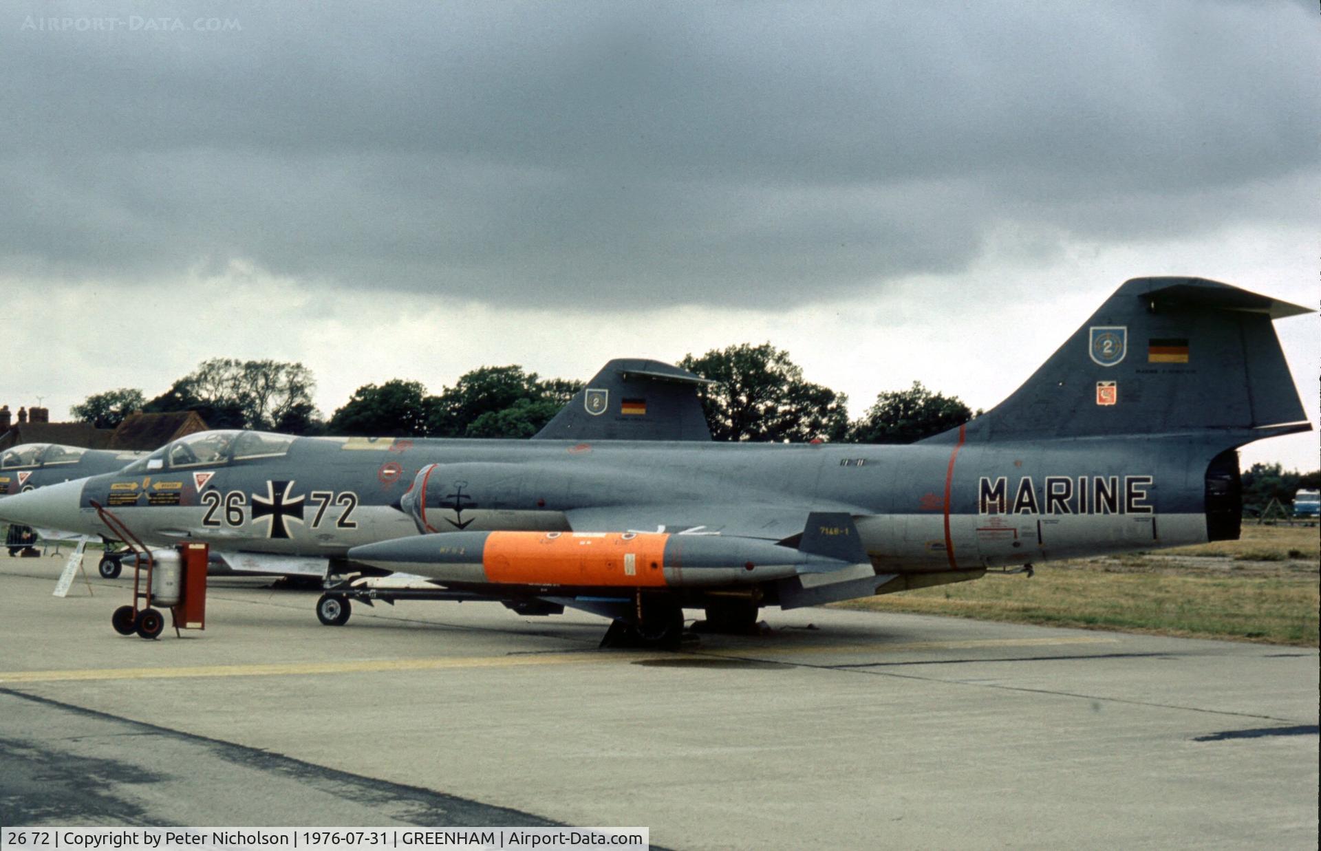 26 72, Lockheed F-104G Starfighter C/N 683-7418, F-104G Starfighter of MFG-2 at the 1976 Intnl Air Tattoo at RAF Greenham Common.